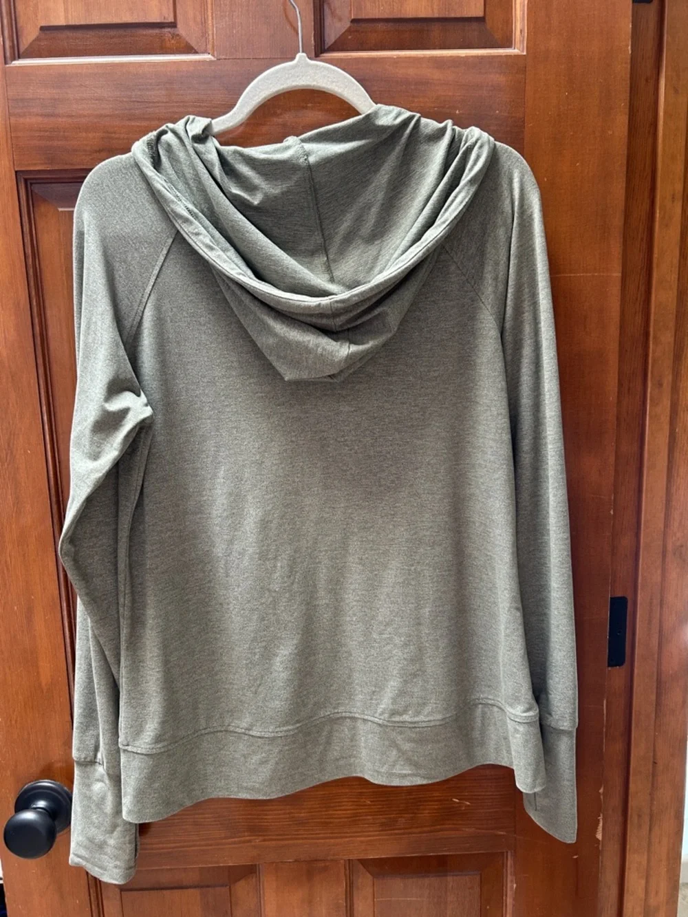 Lightweight Olive Green Zip Hoodie with Drawstrings - Picture 2 of 6